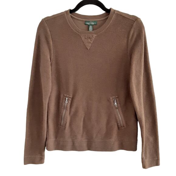 Lauren Ralph Lauren Terry Pullover Sweatshirt Chocolate Brown Quilted Equestrian - Picture 1 of 8